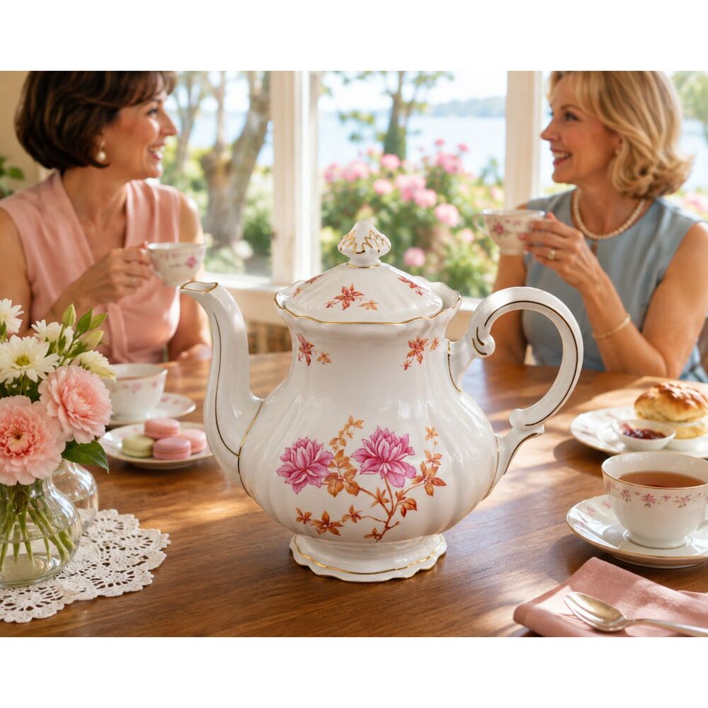 Hutschenreuther Arzberg Bavaria INGEBORG Lotus Floral Gold Trim Teapot – 857